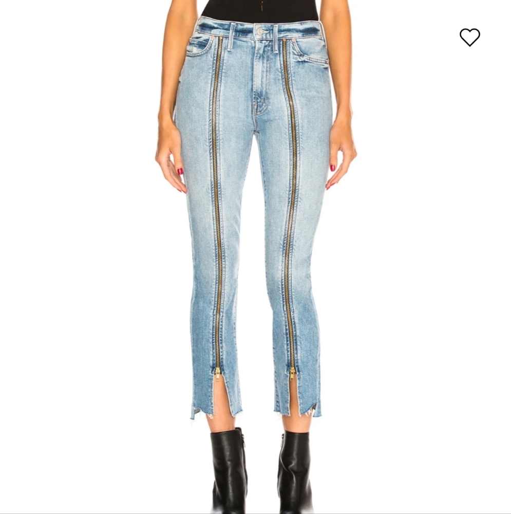 Mother Superior High Waisted Rascal Zip Step Fray Ankle Jeans